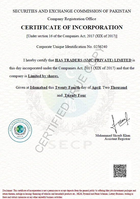 Certificate of Incorporation